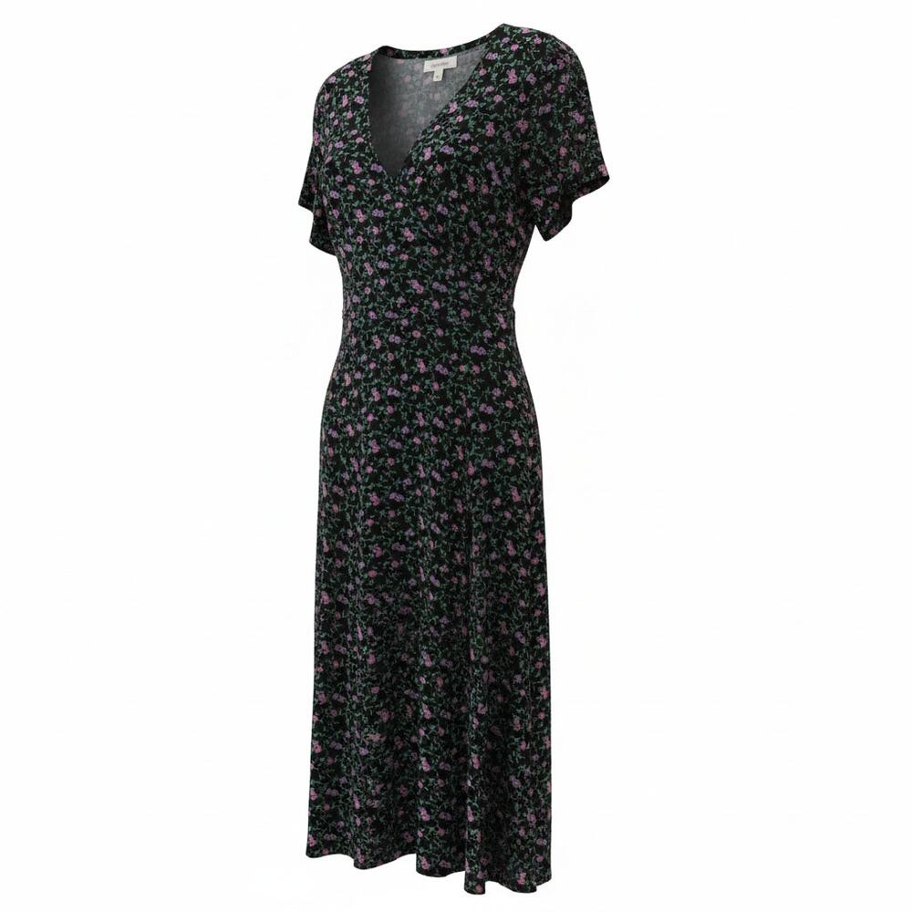 Robbie Bee Black Floral Maxi Dress Pink Purple Flowers Y2K Size 8